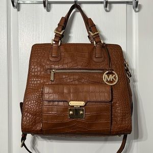 Michael Kors Leather Satchel with Crossbody Strap